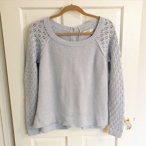 Loft Light Blue Sweater with Back Buttons
